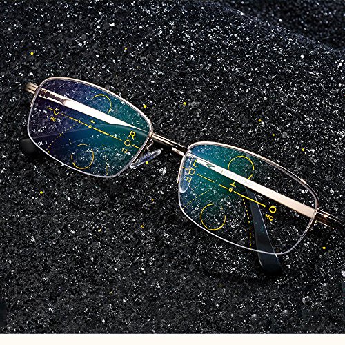 Preisvergleich Produktbild EgBert Intelligente Lesebrille Progressive Multifokallinsen Presbyopie Alloy Frame Anti Müdigkeit - 2.5