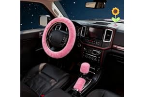 LOLANIUT 3 sztuki zimowych pokrowców na kierownicę z ciepłego pluszu, uniwersalne, pasują do 35-39 cm, pokrowiec na kierownicę samochodu z pokrowcem na hamulec ręczny i dźwignię zmiany biegów