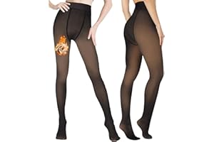 EOAMGO Medias con forro polar para mujer, medias translúcidas falsas de 220 g, medias térmicas cálidas y gruesas para invierno