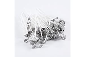 TMISHION Candle Wicks, 100 pcs - 8cm Long Pre-Waxed Wicks with Metal Tabs Pure Cotton Wicks for Home DIY Tea Light Candle Making Low Smoke Waxed Candle Wicks Longer Burning Time - Perfect for DIY Candles