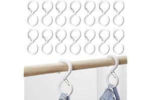 SURALIN 14 Pezzi Gancio a S, Gancio per Asta Appendiabiti con Fibbia di Sicurezza in Plastica Bianca Adatto per Utensili da Cucina e Bagno