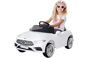Actionbikes Motors Kinder Elektroauto Mercedes Benz CLS 350 - Lizenziert - Rc 2,4 Ghz Fernbedienung - Led - Soundmodul - Elektro Auto für Kinder ab 3 Jahre - Kinderauto Spielzeug (Weiß)