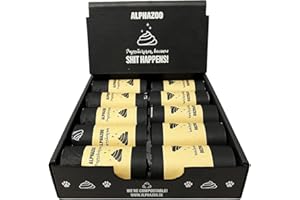 alphazoo Sacchetti per escrementi di cani, biodegradabili, 300 pezzi, sacchetti per escrementi sostenibili per cani su ruote, a prova di perdite, resistenti agli strappi