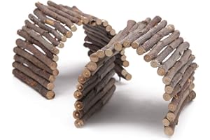 Wudong 2 Stück Holzleiter Kaubrücke Flexible Klettertreppe für Hamster Reptile Eidechse Schildkröte Igel Kleintier Kauspielzeug