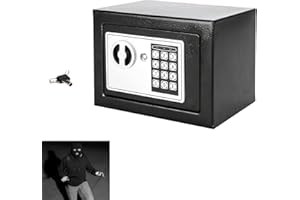 Outvita Coffre Fort, Coffre-Fort avec Serrure Électronique, Coffre Fort Mural avec Code/2 Clés - 4,8L (23 x 17 x 17 cm)