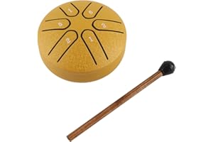 Handpan Bęben Bęben Językowy ze Stali Węglowej Mini 6 Uwaga Bezproblemowy Bęben Instrument Perkusyjny z Podudzie dla Początkujących (Złoto)