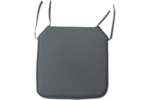 Acomoda Textil – Cojines para Silla de Espuma con Tela y Cintas de Sujeción 40x40 cm. Asiento Acolchado, Mullido y Cómodo para Interior y Exterior de Comedor, Jardín y Terraza. (Gris OSC, 4 Unidades)