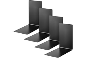 Alco-Albert 4301-11-4 - Buchstützen aus Metall, 4 Stück, schwarz, 14 x 14 x 8,5 cm, für Schule, Büro und Zuhause