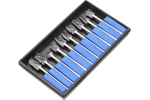 Gasea 10pcs 3 * 6MM Fraise Burr Rotative en Carbure de Tungstène Set Double Coupe Tête otary Burr Gravure CNC Bits Pour Dremel Outils Rotatifs
