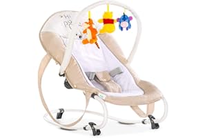 Hauck Transat Bebe Bungee Deluxe, de la Naissance à 9 kg, avec Arche de Jeux, Fonction Bascule, Dossier Réglable, Harnais 3 Points, Poignées de Transport, Winnie l'Ourson
