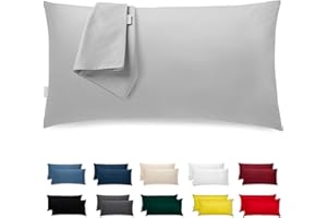 ‎FLOWEN Kissenbezug 40 x 80 Baumwolle Premium Satin 2er Set Kissenhülle Deko für Kissen Bett/Sofa Stoff Superweicher Resistent Hypoallergen Anti-Milben Kopfkissenbezug mit Verdecktem Zip Voll Waschbar