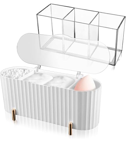 4 Distributeurs Murales Pour Cotons - Boîtes Rangement Adhésives Salle De Bain - Blanc 8,3x8,3x4,5 Cm