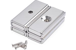 MIN CI Magnete Stark Groß, 30X13.5X5mm Neodym Magnete Extra Stark Magneten Schraubbar Flach Magnet mit Loch Magnetverschluss Senkkopf Magnet zum Anschrauben Topfmagnet Türmagnet 4 Stück