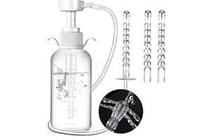 ONEGREEN Anal Douche Enema Kit - Anti Back-Flow Vaginal Cleaner With Manual Pressure, 3 Nozzle Tips for Colon Cleansing and Vagina Cleaning Kit (330ML) Portable