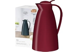 alfi Eco 1,0 l, Jarra isotérmica con inserción higiénica de Vidrio Duro de plástico, tapón de Rosca con cómodo pulsador, vertido con una Mano, Ideal como Jarra de café, Jarra de té, sin BPA