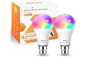 Refoss Smart Light Bulb Alexa b22 Bayonet WiFi Led Bulb 9W with Colour Changing Light, 810LM Dimmable (Warm/Cool) Smart Bulbs Works with Alexa(Echo and Echo Dot), Google Home - 2 Packs