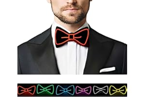SOUTHSKY LED Christmas Bow Tie Corbata Pajaritas Disfraz de Luces Neon Led Brillante de EL Wire Light Up Strap Adjustable 4 Modes for Halloween Costume Cosplay Party (Rojo)