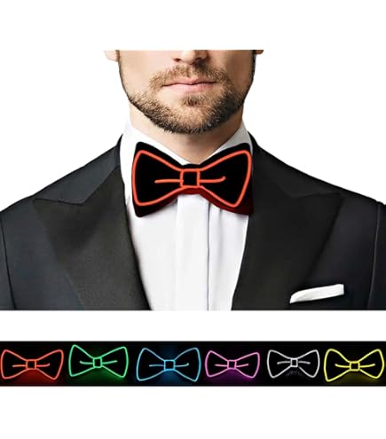 Nœud Papillon Lumineux LED – 10 Couleurs, 3 Modes Flash, Pile AA – Accessoire Fête, Halloween, Cosplay