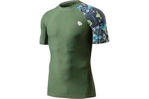 HUGE SPORTS Men's Splice UV Sun Protection UPF 50+ Skins Rash Guard Short Sleeves