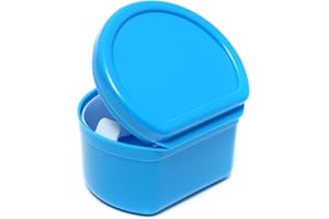 UNGFU MALL Plastic Dental Container Orthodontic Case Denture Bath Box Mouthguards Storage Containers Hygienic for Storing Soaking dentures Nipple Jewelry Small Storage Box During Travel (Blue)