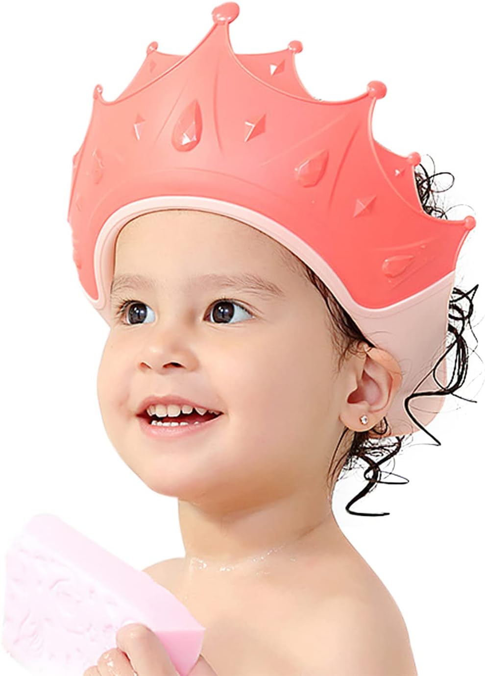 FUNUPUP Gorro Ducha Niños, Sombrero Baño Bebé, Ajustable Visera Champu Gorra Bebé Impermeable, Protege Los ojos y las orejas para Niños Bebés (Rosa)