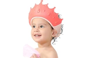 FUNUPUP Gorro Ducha Niños, Sombrero Baño Bebé, Ajustable Visera Champu Gorra Bebé Impermeable, Protege Los ojos y las orejas para Niños Bebés (Rosa)