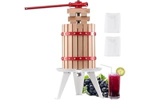 VEVOR Pressa Manuale per Vino di Frutta Cesto in Legno Massello 6L con 8 Blocchi, Spremiagrumi Manuale per Bevande Alcoliche Pressa per Sidro, Mela, UVA, Tintura, Miele, Olio d'Oliva Cucina, Casa