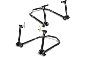 Eikuavons Motorradständer hinten & vorn Motorrad Set, Motorrad Ständer Motorrad Heber mit 4 Rollen Motorrad Hebebühne, Stabilität, Belastbar bis 300 kg (Schwarz)