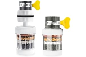 NYGGTYK Filtro per rubinetto, 2 pezzi, filtro per acqua a carbone attivo, filtro a rotazione a 360 gradi per cucina e bagno, per rimuovere le impurità dall'acqua e ammorbidire l'acqua dura.