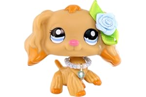FFTYAOPB Mini Pet Shop Jouets pour animaux de compagnie - Chat Collie Teckel Cocker Spaniel Dogue Allemand - Avec accessoires mignons - Petit jouet à collectionner (cocker beige)