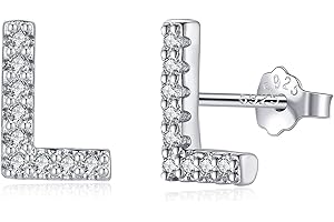TIZU Orecchini con Lettere in Argento 925 Alberino Orecchini Anallergici per Donna Bambina Ragazza Orecchini Piccoli Iniziali con Zirconi Cubici Idee Regalo per Lei