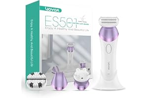 VOYOR Rasuradora Mujer Afeitadora Electrica Mujer Con 4 Cabezales De Repuesto Recargable Rasuradora Zona Intima Y 2 Velocidades Para Piernas, Limpieza Facial Y Masaje ES501 (Morado)