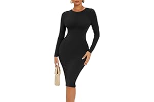 AMABILEMIA Vestito Donna Elegante Tubino Nero Maniche Lunghe Abito Lungo Invernale Vestito Sexy da Sera Aderente Autunno AM300