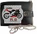 Produktbild APRILIA RS 125 Bild auf KLASSEK Marken RFID Herren Geldbörse Portemonnaie Echtes Leder mit Kette Motorrad Bike Zubehör Geschenk mit Metall Box NICHT OFFIZIELLE APRILIA Produkte