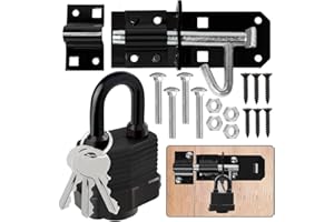 MIVITOOM Door Lock Gate Bolt＆Door Latch Hasp,Stainless Steel Sliding Bolt and Heavy Duty Door Lock, Padlock Shed Locks with Burglar Proof Screws for Wooden Gates Garden Gate