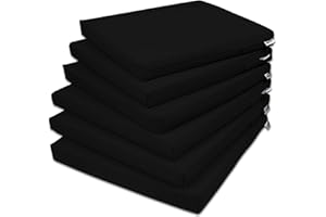 ‎ROLLMAYER Rollmayer 6er Set Stuhlkissen Stuhlauflage Sitzkissen Sitzpolster Auflage für Stühle in Haus und Garten Kollektion Vivid (Schwarz 34, 40x40x4cm)