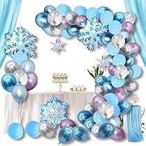 Winter Balloon Garland Kit - 142PCS Blue Silver Snowflake Balloons For Christmas Party Decor