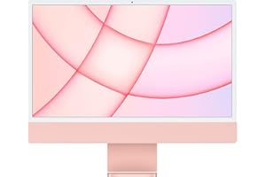 Apple iMac 2021 all-in-one desktop computer with M1 chip: 8-core CPU, 8-core GPU, 24-inch Retina display, 8GB RAM, 512GB SSD storage, 1080p FaceTime HD camera, matching accessories; Pink