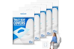 CHUER 50 Stück - WC Auflage Einweg Spülbar, Universalgröße BPA-frei Toilette Auflage für Reisen Öffentliche Bäder Mutterschaft Erwachsene Kinder