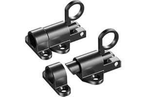 Litensh Automatique Verrou de Porte, Loquet à Ressort Loquet de Porte Verrouillage de porte à ressort Verrouillage de boulon élastique Boulon à Rebond pour les Fenêtres Portails (Black - 2Pack)
