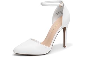DREAM PAIRS Zapatos de tacón Alto de Punta Afilada con Correa en el Tobillo para Mujer, Ideales para Bodas