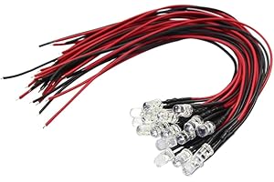 Evemodel L125WM - 20 LED da 5 mm, bianco caldo, con cavo da 20 cm, 12 V