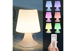 light to hope Lampara Mesa Solar Exterior, Lamparas Inalambricas con Mando a Distancia, Regulable Blanco Cálido y RGB, Lampara Portatil IP44 Para Interior, Exterior, Jardín, Terraza, Camping