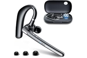 COTOE Bluetooth Headset V5.3, Wireless Earpiece with 500mAh Charging Case Hand-Free Headphones Noise Canceling Mic for Office/Business