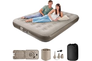 Pefitqap Double Blow up Mattress, 2025 Airbed-NO SOCKET NEEDED-ONE CLICK INFLATE,Double Camping Bed with Built in Electric Pump,Self Inflatable Air Mattress Guest Bed for Home or Camping,198x152x25cm