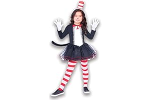 amscan Childs Girls Officially Licensed Dr Suess Cat in the Hat Fancy Dress Costume