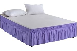 GENERIC Bettröcke zum Umwickeln für Betten, verstellbar, elastisch, mit Rüschen, Queen-Size, King-Size-Bett, maschinenwaschbar (Blau, Queen)
