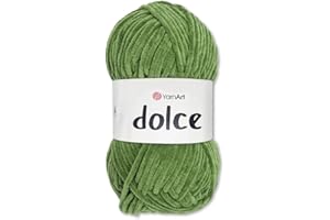 Frida's Wollhaus YarnArt - Ovillo de lana de chenilla Dolce, 100 g, para tejer, ganchillo, amigurumi, 64 colores (797 | verde del valle)