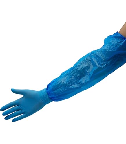 Manicotti Professionali Coprimaniche Monouso AQASKIN - 400 Pezzi In CPE Impermeabile Blu Copribraccia Monouso CPE - Foto 9