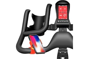 DAMOAA Soporte movil Bicicleta estatica Universal valido para Todos los tamaños de Smartphones Bicicleta Spinning Cinta de Correr Rodillo eliptica Entrenamiento Soporte telefono Bici (Naranja)